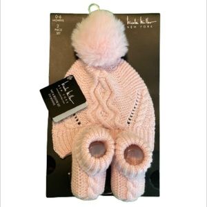 Nicole Miller Baby Pink Hat & Bootie 2 Piece Set